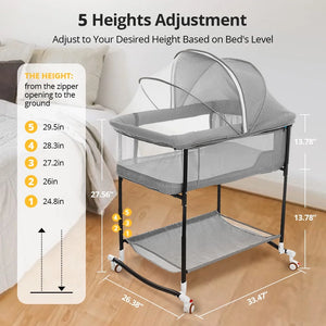 Baby Bassinet with Changing Table – Adjustable Infant Crib