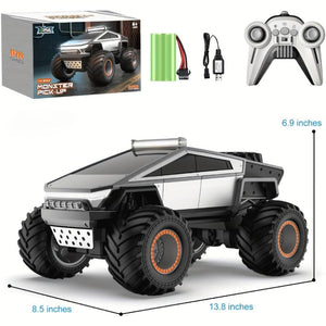 Cybertruck RC Toy Car 1:12 Scale – 4WD Monster Truck Style with LED Lights & Music, All-Terrain Off-Road Pickup with 2.4Ghz Remote Control Truck , Ideal Christmas Gift for Kids 6 and up Boys and Girls Cyber Metal Shell Off-Road RC Truc