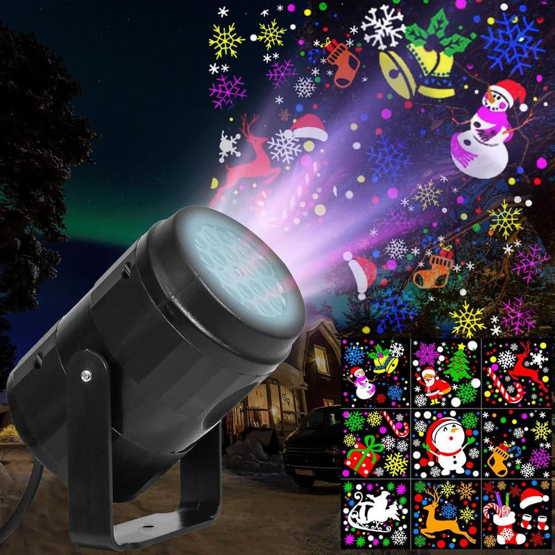 Christmas Projector Lights Outdoor/Indoor, Christmas LED Lights Projector with Christmas Decorative Patterns for Indoor Outdoor Garden Patio Yard House Wall, Holiday Projector for Xmas Party