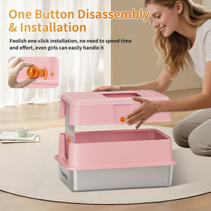 TOPYANGS XL Stainless Steel Cat Litter Box with Lid, 20L Metal Enclosed Litter Box for Big Cat, Flip-Top Design with Anti-Leakage High Sides, Large Cat Lovers Gifts, Pink