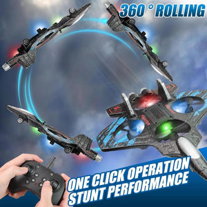 360° Flip Stunt RC Jet – Remote Control Airplane with LED Lights, Exciting Aerial Toy for Kids