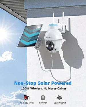 Rebluum Security Camera Wireless Outdoor 2K Solar Security Camera Battery Po...