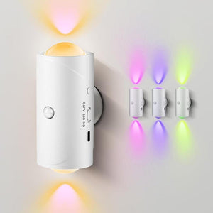 Smart Rechargeable LED Night Light with Motion Sensor – RGB Gradient Ambient Lighting, Dimmable Wall Lamp, Magnetic & Stick-On Design, USB Convenient Charging, Long-Lasting Battery, Perfect for Halloween Decor, Bedroom, Stairs, Hallway & Entryway