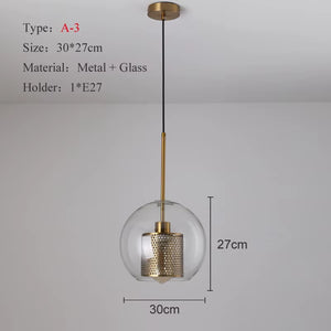 Sliver Bronze Loft Modern Pendant Light Glass Ball Hanging Lamp Kitchen Light Fixture Dining Hanglamp Living Room Luminaire