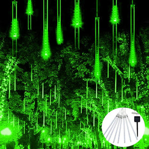 JMEXSUSS Solar Christmas Lights Outdoor Waterproof, Solar Meteor Shower Rain Lights, 8 Tube 144 Leds Solar Icicle Tree Lights for Yard Patio Xmas