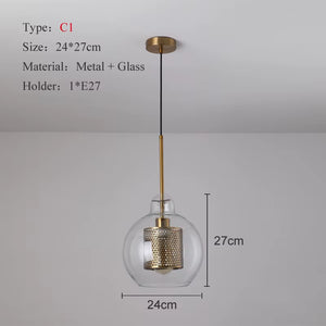 Sliver Bronze Loft Modern Pendant Light Glass Ball Hanging Lamp Kitchen Light Fixture Dining Hanglamp Living Room Luminaire