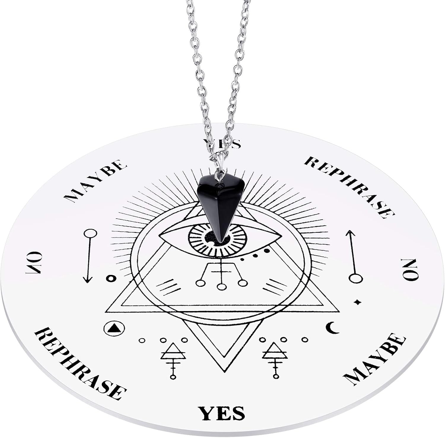 Wooden Pendulum Board Dowsing Divination Pendulum Witchcraft Altar Supplies with Crystal Necklace and Metaphysical Message Board Kit, 3.9 Inch(Wood Color)