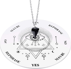 Wooden Pendulum Board Dowsing Divination Pendulum Witchcraft Altar Supplies with Crystal Necklace and Metaphysical Message Board Kit, 3.9 Inch(Wood Color)