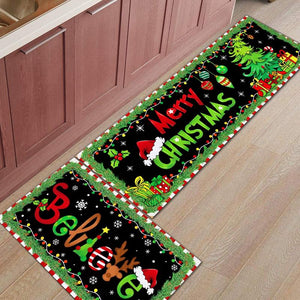 2Pcs Merry Christmas Christmas Tree Lights Floor Mat Set Farmhouse Kitchen Rug Dining Room Flooring Laundry Room Decor Carpet Mat Home Decor Rugs, Washable Rugs