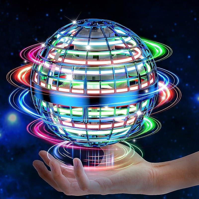 2025 Fly Ball Toy! Cosmic Gyrosphere with Cool LED, like Fidget Spinner, Mini Drone. Outdoor Gift for Children Ages 6-12