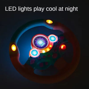 Kids Steering Wheel for Backseat Simulated Driving Steering Wheel Toy with Light Music Preschool Toys Pretend Driving Toy Gifts