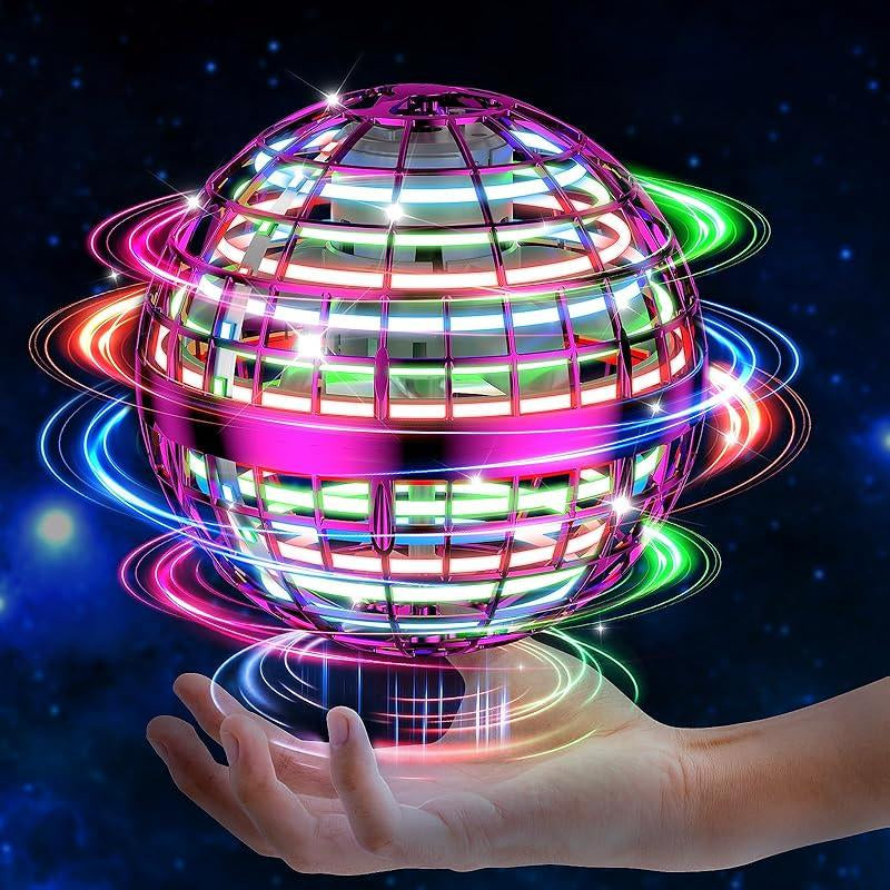 2025 Fly Ball Toy! Cosmic Gyrosphere with Cool LED, like Fidget Spinner, Mini Drone. Outdoor Gift for Children Ages 6-12