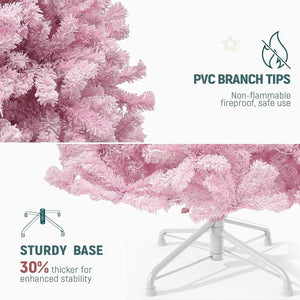 YITAHOME 6/7.5FT Pink Prelit Artificial Christmas Tree with Warm-White Lights, 8 Lighting Modes, with PVC Branch Tips