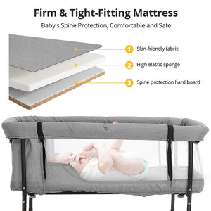 Baby Bassinet with Changing Table – Adjustable Infant Crib