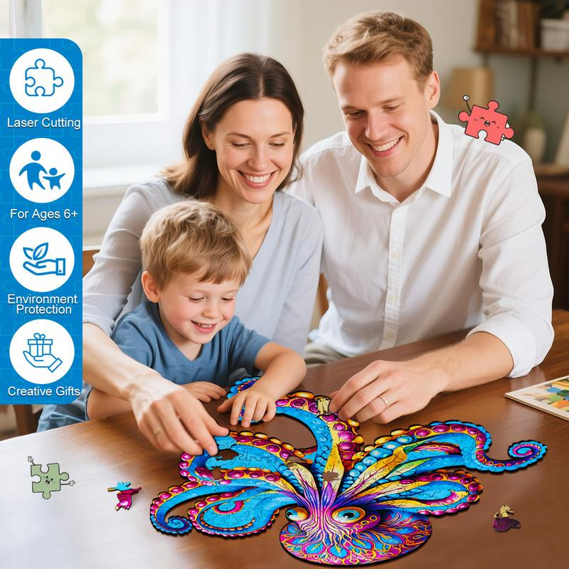 【Black Friday】Wooden Puzzles - Sea Turtle/Flowers/Octopus Unique Jigsaw Toy Kit Gift with Box: 200 PCS HDF Wooden Puzzle with Vivid Art and Imaginative Design Christmas Birthday Party Gift for Adults & Kids