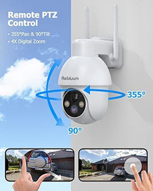 Rebluum Security Camera Wireless Outdoor 2K Solar Security Camera Battery Po...