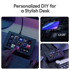 Ulanzi D200H Gaming Stream Controller,Control Pad, 7-In-1 Deck U-Studio Stream Controller Keyboard,With 14 LCD Keys, 13 Customizable Macro Keys Dock to Control Apps and Software, Trigger Actions in OBS, Twitch, Youtube, for Mac/Pc