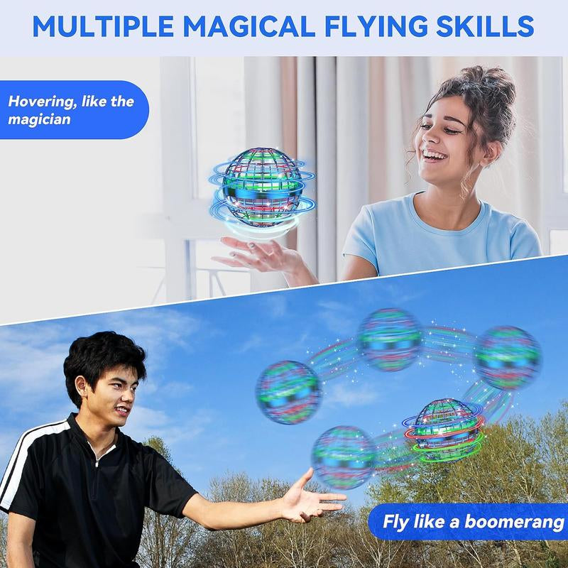 2025 Fly Ball Toy! Cosmic Gyrosphere with Cool LED, like Fidget Spinner, Mini Drone. Outdoor Gift for Children Ages 6-12