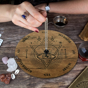 Wooden Pendulum Board Dowsing Divination Pendulum Witchcraft Altar Supplies with Crystal Necklace and Metaphysical Message Board Kit, 3.9 Inch(Wood Color)