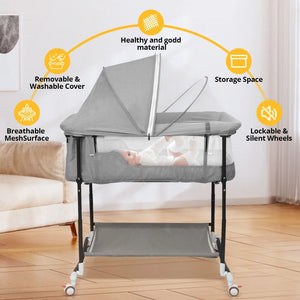 Baby Bassinet with Changing Table – Adjustable Infant Crib
