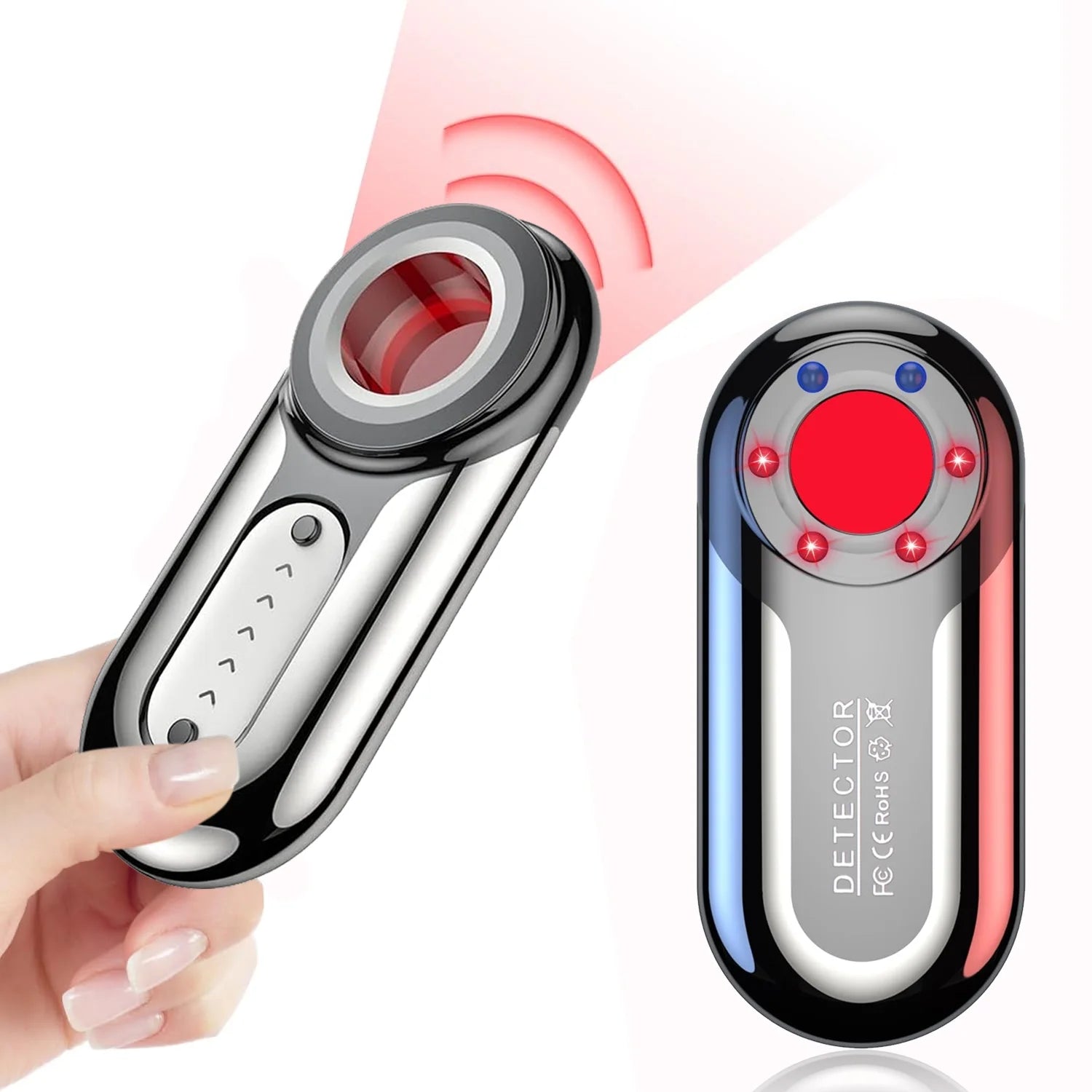 4-In-1 Hidden Camera Detectors, Bug Detector, RF Detector, GPS Tracker Detector Device to Detect Listening Devices for Office, Hotels,Bathroom,6 Levels Sensitivity,4 Professional Modes Silver