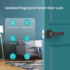 Smart Fingerprint Door Lock Biometric Keyless Entry Door Knob with Keypads by for Home