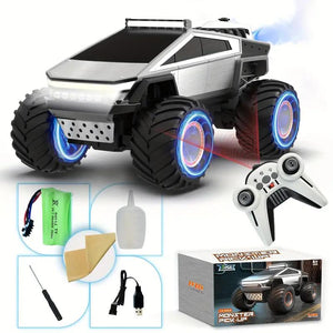 Cybertruck RC Toy Car 1:12 Scale – 4WD Monster Truck Style with LED Lights & Music, All-Terrain Off-Road Pickup with 2.4Ghz Remote Control Truck , Ideal Christmas Gift for Kids 6 and up Boys and Girls Cyber Metal Shell Off-Road RC Truc