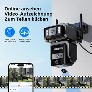 Seckun Solar Cctv Wifi Security Camera with Spotlight,1080P HD Clear Picture,Plr Motiondetection, Color Night Vision, Waterproof Black Security Wireless Camera Dual Lenses, No Dead Ends.Automatic Tracking Wireless Deals for You Two-Way Audio Aj19-Wifi