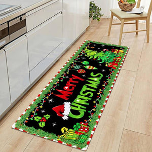 2Pcs Merry Christmas Christmas Tree Lights Floor Mat Set Farmhouse Kitchen Rug Dining Room Flooring Laundry Room Decor Carpet Mat Home Decor Rugs, Washable Rugs