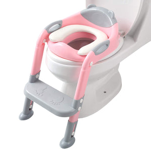 Potty Training Seat Ladder Girls,Toddlers Toilet Seat,Kids Stool (Rose Pink)