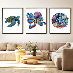 【Black Friday】Wooden Puzzles - Sea Turtle/Flowers/Octopus Unique Jigsaw Toy Kit Gift with Box: 200 PCS HDF Wooden Puzzle with Vivid Art and Imaginative Design Christmas Birthday Party Gift for Adults & Kids