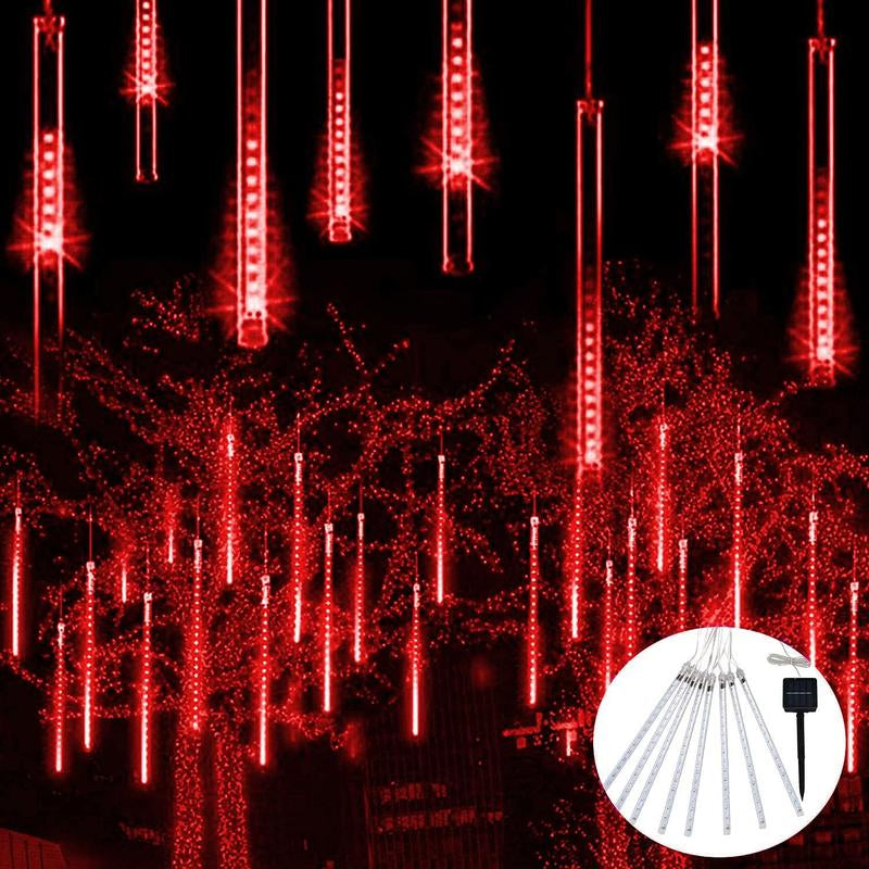 JMEXSUSS Solar Christmas Lights Outdoor Waterproof, Solar Meteor Shower Rain Lights, 8 Tube 144 Leds Solar Icicle Tree Lights for Yard Patio Xmas