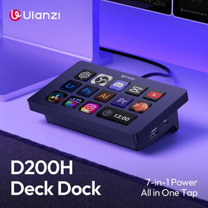 Ulanzi D200H Gaming Stream Controller,Control Pad, 7-In-1 Deck U-Studio Stream Controller Keyboard,With 14 LCD Keys, 13 Customizable Macro Keys Dock to Control Apps and Software, Trigger Actions in OBS, Twitch, Youtube, for Mac/Pc