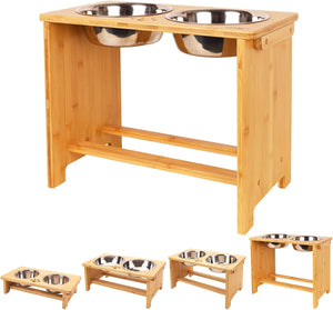 Elevated Dog Bowls,Raised Dog Bowl Stand with 2 Stainless Steel Bowls,Elevated Raised Dog Bowls for Large Medium Small Sized Dogs