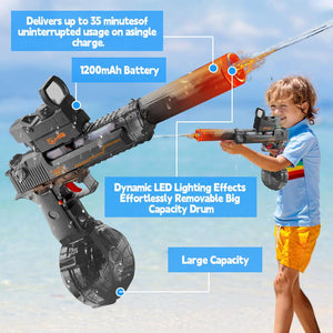 【Summer Must-Have】High-Powered Electric Water Shooter with LED Lights - 25-40Ft Water Gun for Kids & Adults, High Powered IP67 Waterproof,500Ml & 50Ml Water Tank, 1200Mah Rechargeable Battery