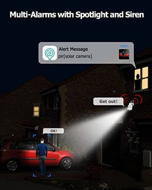 Rebluum Security Camera Wireless Outdoor 2K Solar Security Camera Battery Po...