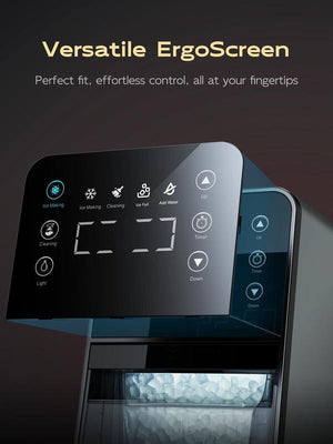 Ecozy Nugget Ice Maker Countertop, Intuitive Ergonomic Ecoscreen with One-Touch Timer, 33Lbs/24H,Pull-Out Ice Basket with 3Lbs Storage, Self-Cleaning