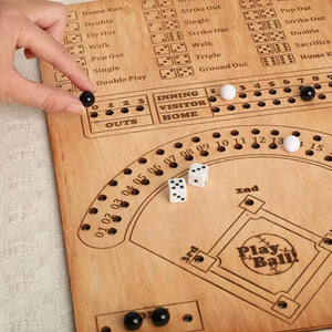 Baseball Dice Board Game Wooden Dice and Marble Board Game Interactive Double Battle Table Game Fun Sports Toy