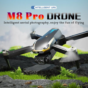 Ultimate M8 PRO FPV Drone 2025 4K UHD Stabilized Camera 5G Wifi Brushless Motors Optical Flow Auto Return Intelligent Aerial Photography with Three Sides Obstacle Sensing & Omnidirectional Guard Flight