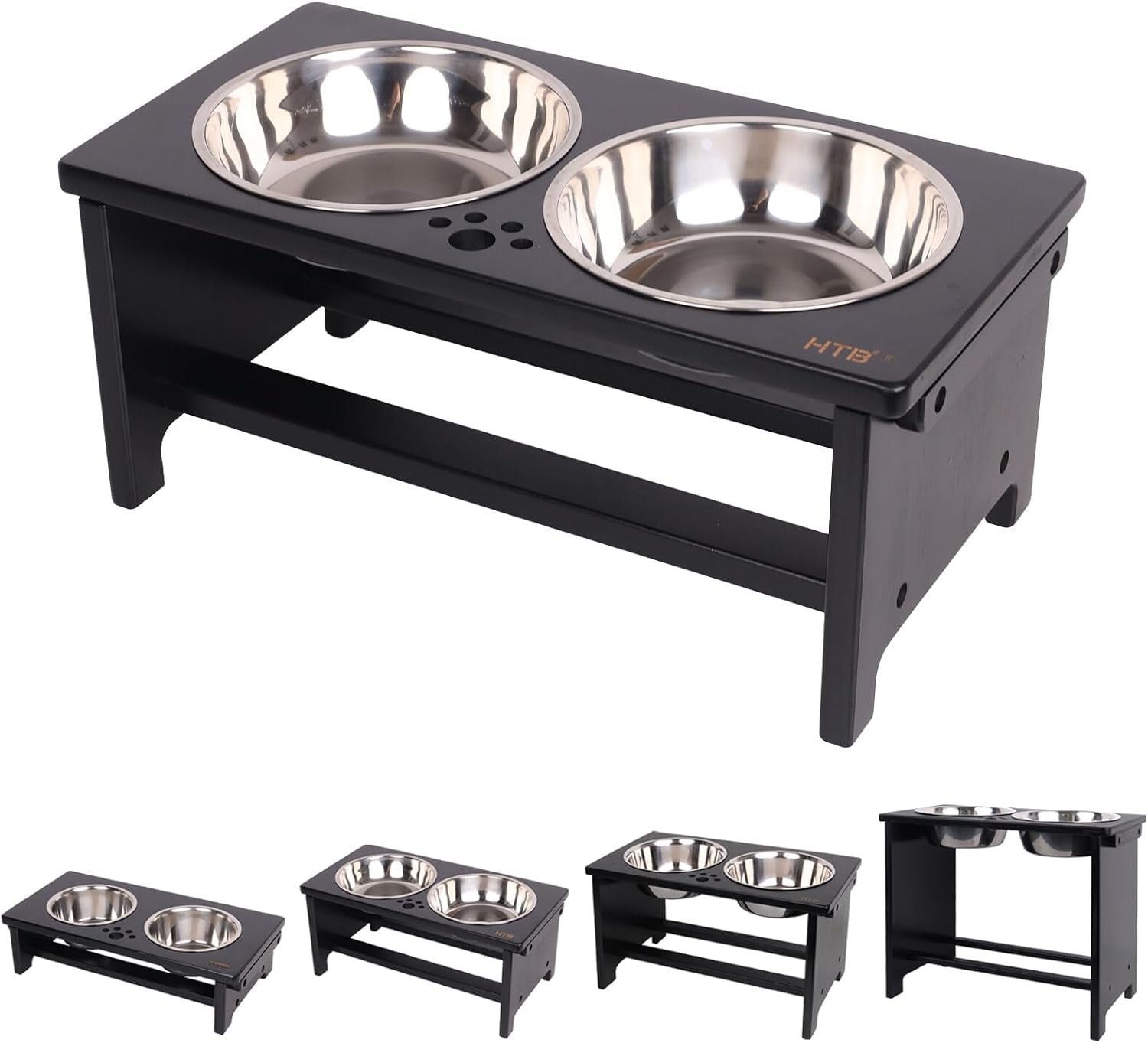 Elevated Dog Bowls,Raised Dog Bowl Stand with 2 Stainless Steel Bowls,Elevated Raised Dog Bowls for Large Medium Small Sized Dogs