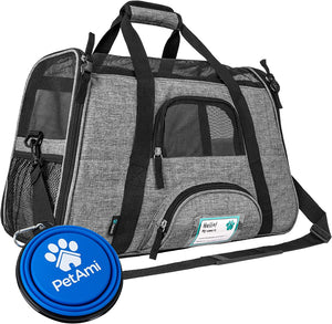 Airline Approved Pet Carrier for Cat, Soft Sided Dog Carrier for Small Dog, Cat Travel Supplies Accessories for Indoor Cat, Ventilated Pet Carrying Bag Medium Kitten Puppy, Large Heather Purple