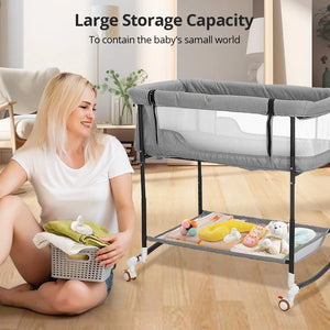 Baby Bassinet with Changing Table – Adjustable Infant Crib