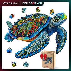 【Black Friday】Wooden Puzzles - Sea Turtle/Flowers/Octopus Unique Jigsaw Toy Kit Gift with Box: 200 PCS HDF Wooden Puzzle with Vivid Art and Imaginative Design Christmas Birthday Party Gift for Adults & Kids