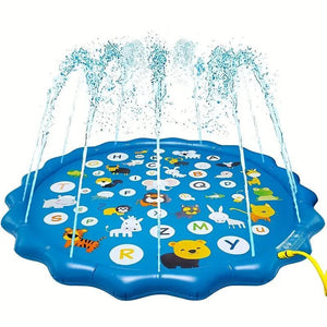 Inflatable Swimming Pool, Portable Swimming Pool with Water Sprinklers, Alphabet & Number Learning Mat, Summer Yard Lawn Play, Outdoor Play Area