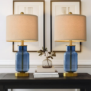 21.25" Table Lamp Set of 2 Modern Lamp for Living Room Glass Nightstand Lamp ...