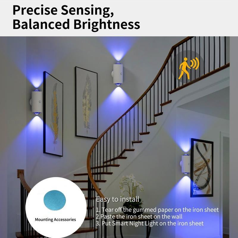 Under Cabinet Lights, Motion Sensor Night Light Indoor, Rechargeable 1500Mah LED, Auto-On Magnetic Dimmable Lamp, 7 Ambient Colors, Plug-Free Stick Anywhere Lighting for Bathroom, Bedroom, Kitchen, Stairs