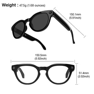 Smart Glasses with 8MP Camera, 1200P Video Recording Wearable Bluetooth Glasses, Lightweight Outdoor Sports Camera Sunglasses Supports Intelligent Image Recognition and Voice Assistant, Multifunctional Wireless Audio Eyewear Glasses Built-In Headphone