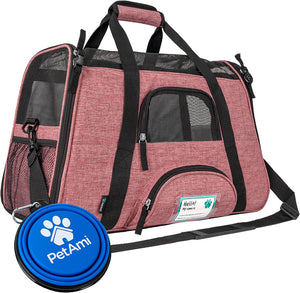 Airline Approved Pet Carrier for Cat, Soft Sided Dog Carrier for Small Dog, Cat Travel Supplies Accessories for Indoor Cat, Ventilated Pet Carrying Bag Medium Kitten Puppy, Large Heather Purple