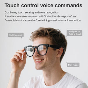 Smart Glasses with 8MP Camera, 1200P Video Recording Wearable Bluetooth Glasses, Lightweight Outdoor Sports Camera Sunglasses Supports Intelligent Image Recognition and Voice Assistant, Multifunctional Wireless Audio Eyewear Glasses Built-In Headphone