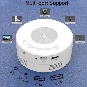 Mini Projector with Wifi and Bluetooth, 1080P Projector Portable Movie Projector for Home Theater/Outdoor, 9500 Lumens Multimedia Home Video Projector, Full Wired Same Screen Phone-White